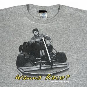 Vintage Trailer Park Boys Bubbles Wanna Race Comedy TV Show Promo Shirt Grey
